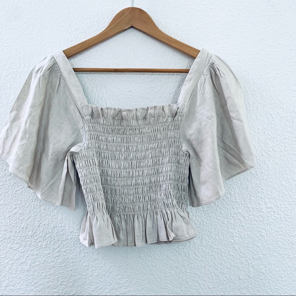 Lulus off shoulder linen crop top size medium